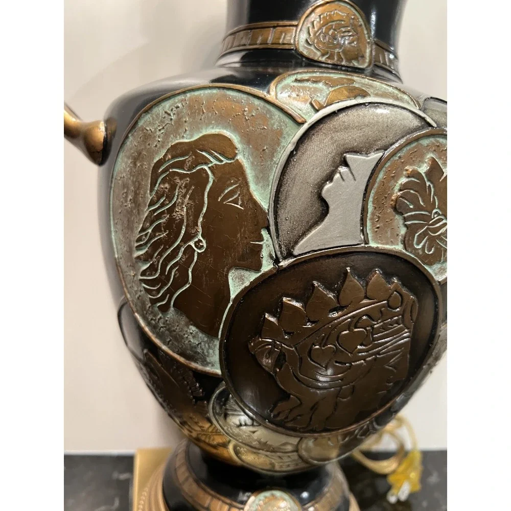 Vintage Frederick Cooper Antique Coins Jar 3 Way Table Lamp 30.75